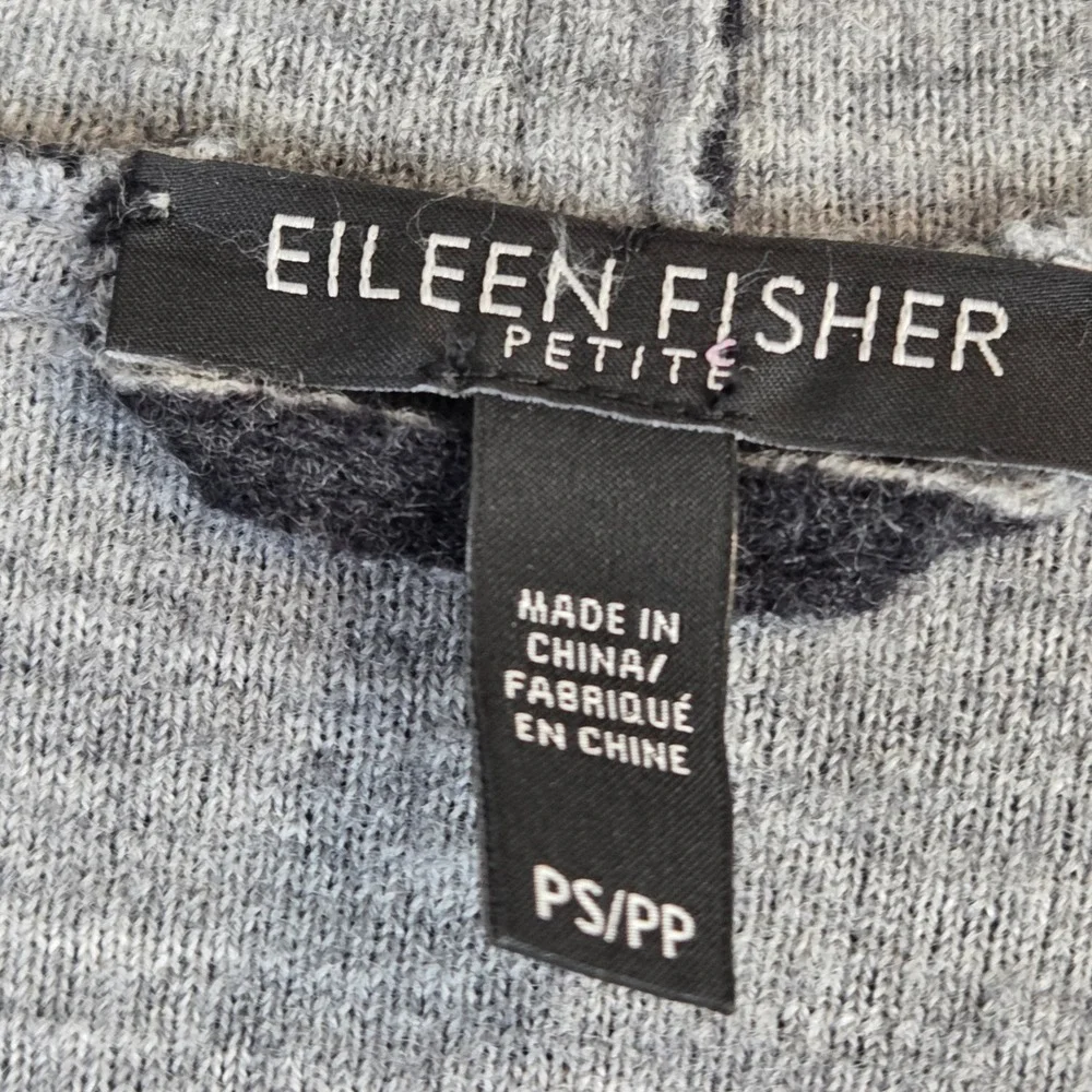 Eileen Fisher Gray Merino Wool Open Front Wrap Cardigan PS PP
